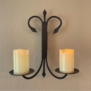 NEW Bronze Metal Dual Candle wall sconce